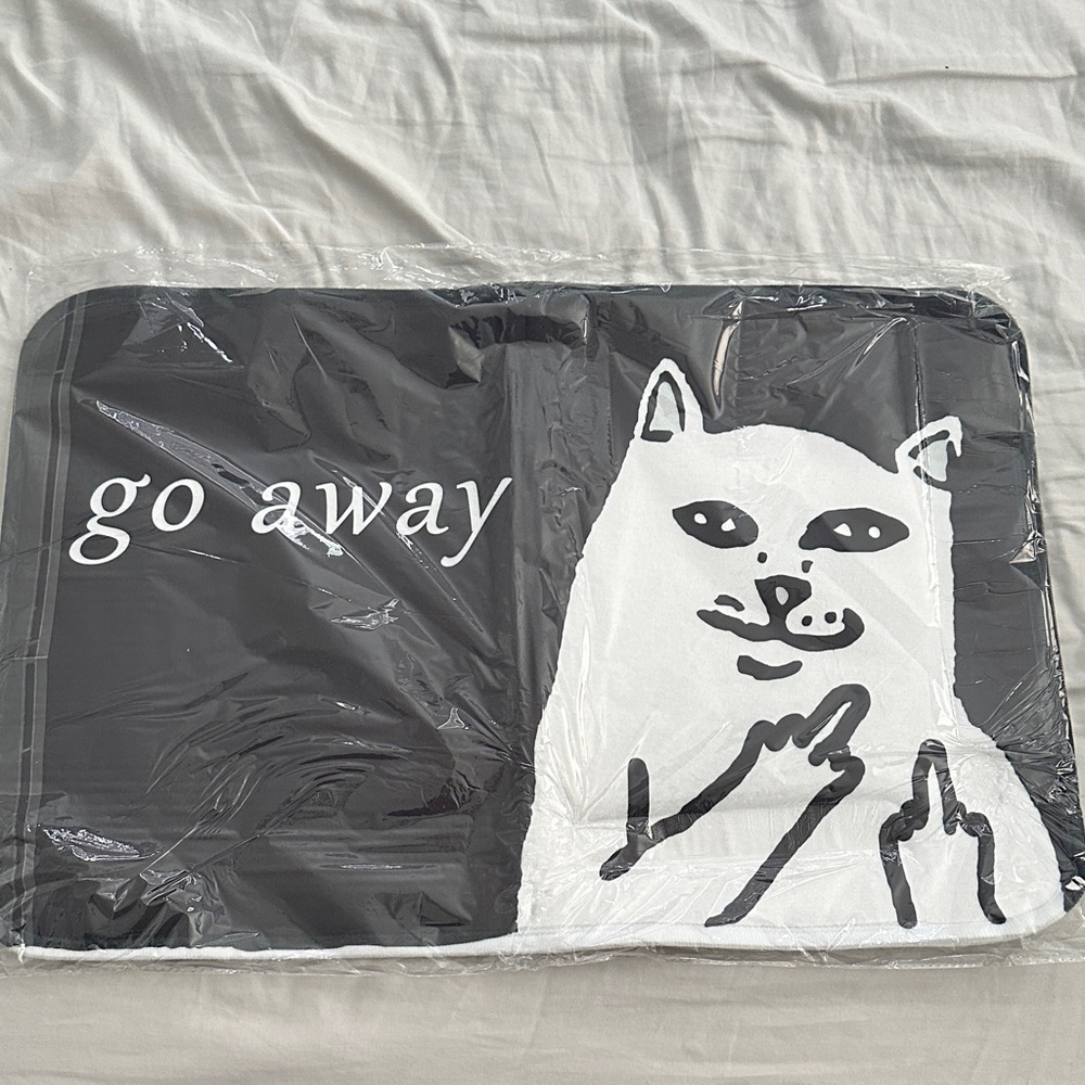 Cat “Go Away” Graphic Mat